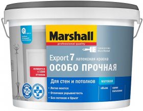 Краска Особо Прочная Marshall Export-7 4.5л Белая, Латексная, Матовая, Моющаяся / Маршалл Экспорт-7