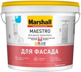 Краска Фасадная Marshall Maestro 4.5л Акриловая, Белая, Глубокоматовая для Наружных Работ / Маршалл Маестро.