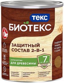 Защитный Состав 2-в-1 Текс Bioteks 2.7л Махагон для Древесины не Требует Предварительного Грунтования для Наружных Работ / Текс Биотекс.