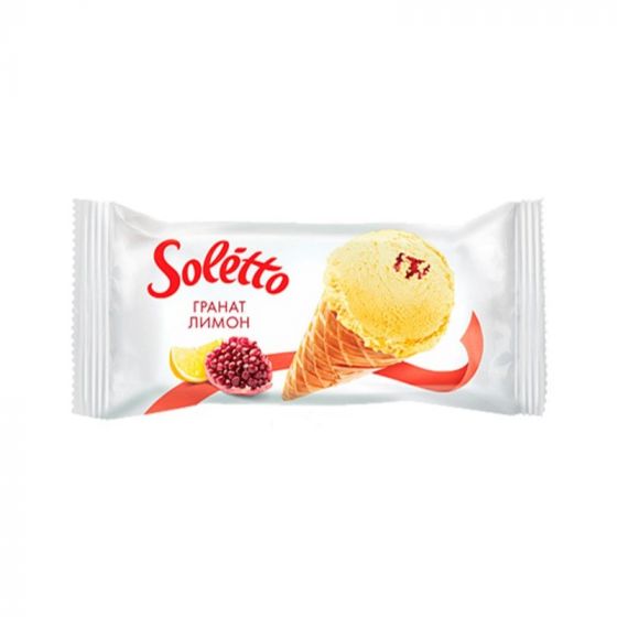 Мороженое рожок «Soletto Classico» слив.Гранат/лимон 75г