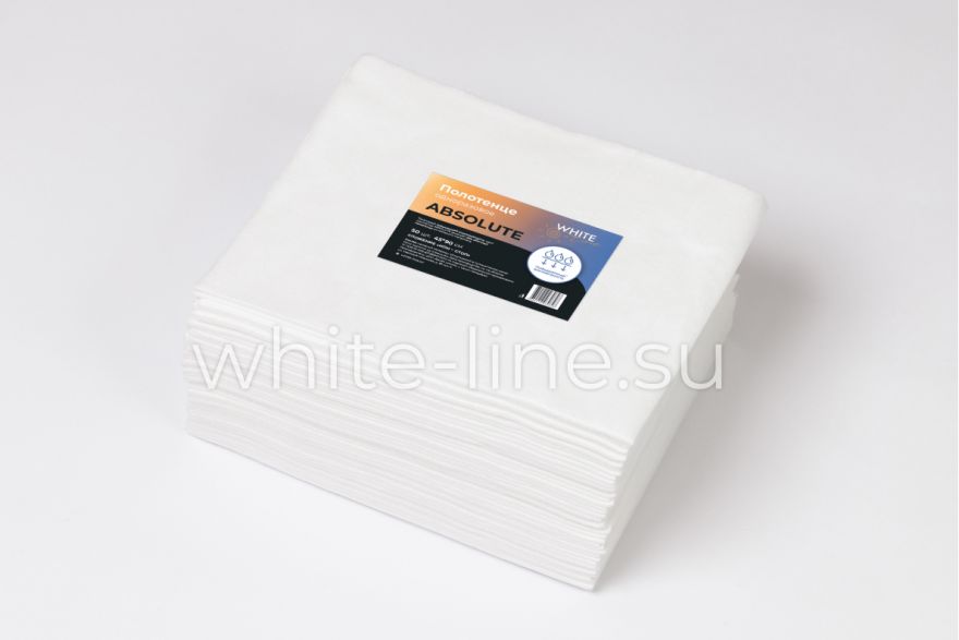 45*90 Полотенца Absolute пачка White Line белые (50плот. 90% вискоза) 50шт