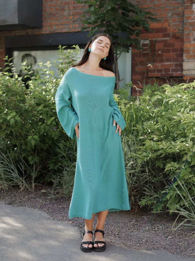 Платье Ondata вязаное бирюзовое
