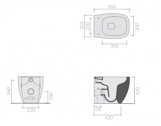 Унитаз приставной Galassia Lola 7515 схема 2