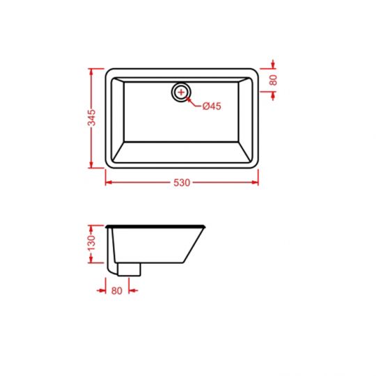 Встраиваемая раковина Artceram Gea GEL001 53х34,5 цвет белый схема 2