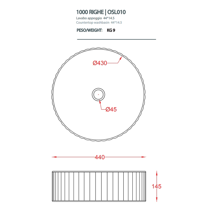 Раковина Artceram Millerighe OSL010 44х44 ФОТО