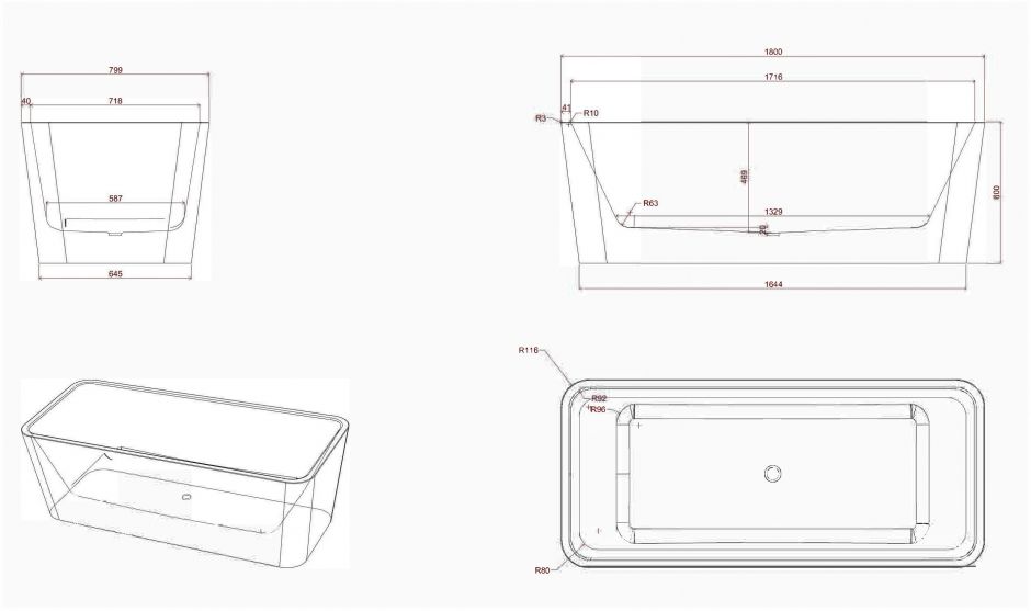 Отдельностоящая ванна ArtCeram Square искусственный камень ACW004 ФОТО