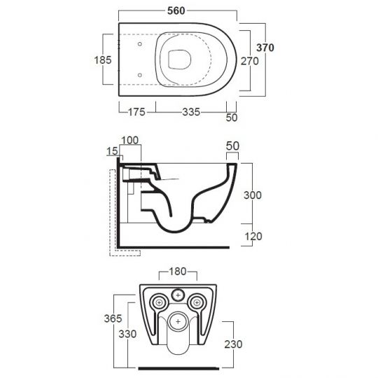 Унитаз Simas Trevi подвесной, безободковый TRV18 схема 2 Унитаз Simas Trevi подвесной, безободковый TRV18 схема 2