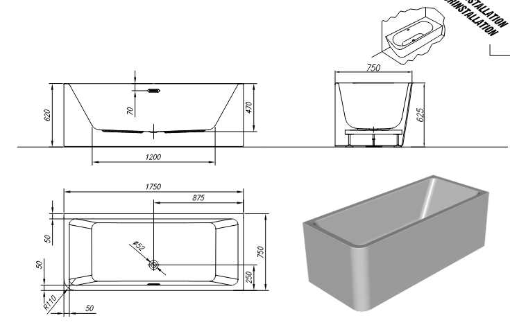 Угловая ванна Kolpa-San Elektra SP L 175x75 левая ФОТО