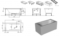 Прямоугольная акриловая ванна Kolpa-San Evelin 140x70 схема 2