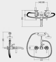 Смеситель для ванны и душа Devon&Devon Jubilee Black Lever adjbl34 схема 2
