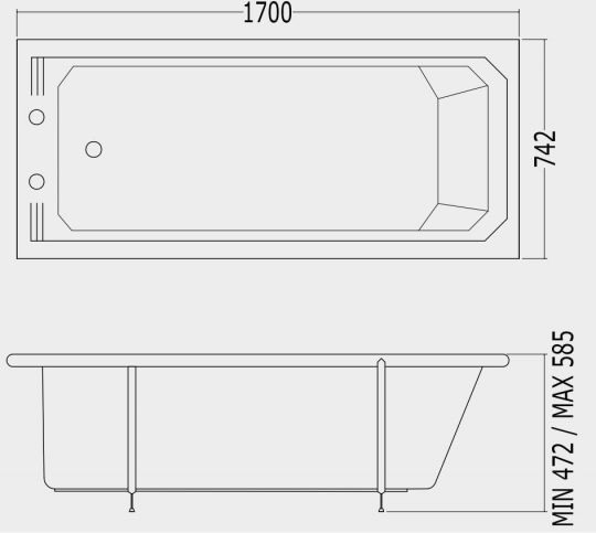 Ванна Devon&Devon Astoria 170x74 схема 2