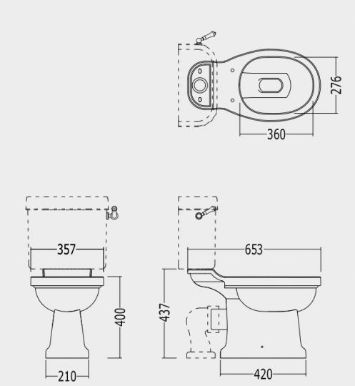 Унитаз Devon&Devon Blues с высоким бачком схема 2 Унитаз Devon&Devon Blues с высоким бачком схема 2
