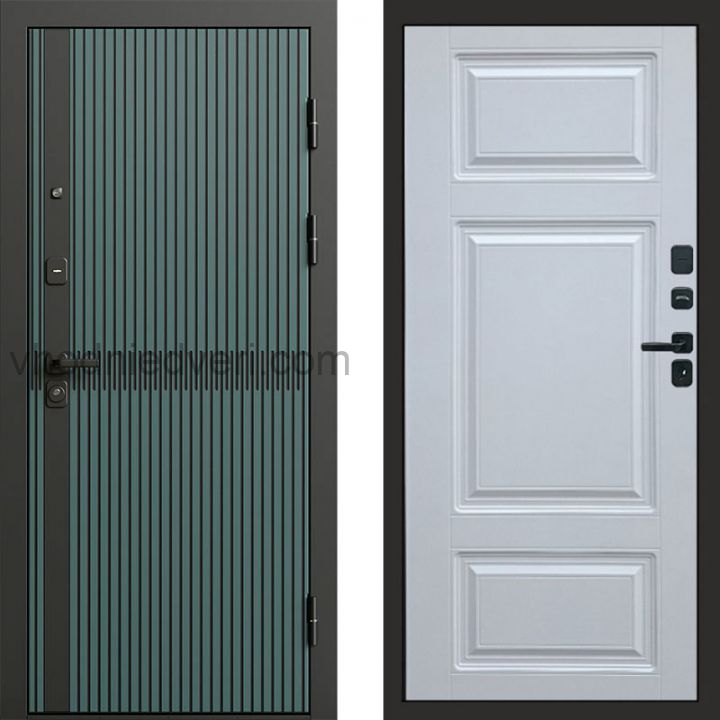 Входная дверь Termo-door Граунд velutto verde - Лион Белый софт