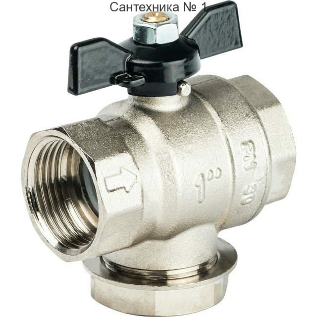 Кран шаровой с фильтром 1, ручка бабочка STOUT