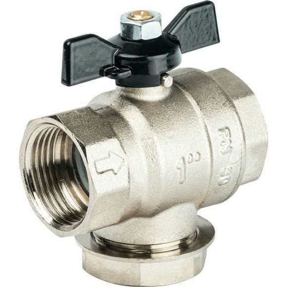 Кран шаровой с фильтром 1, ручка бабочка STOUT