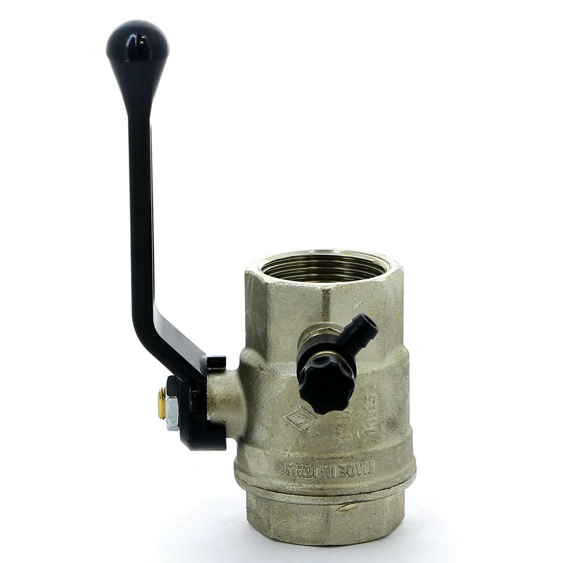 Кран шаровой ВВ 1 1/4" с заглушкой 1/4" и дренажным вентилем, ручка OREGON серия 330 полный проход Bugatti