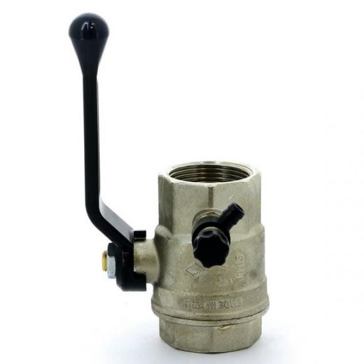 Кран шаровой ВВ 1 1/4" с заглушкой 1/4" и дренажным вентилем, ручка OREGON серия 330 полный проход Bugatti