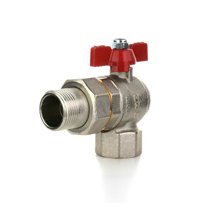 Кран шаровой НВ 1" с накидной гайкой, угловой, бабочка ELSEN