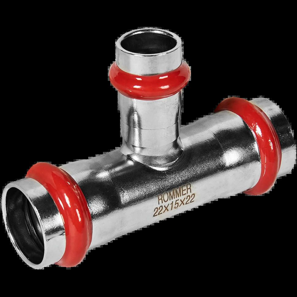 Тройник переходной ВПр 22х15х22 из нержавеющей стали ROMMER
