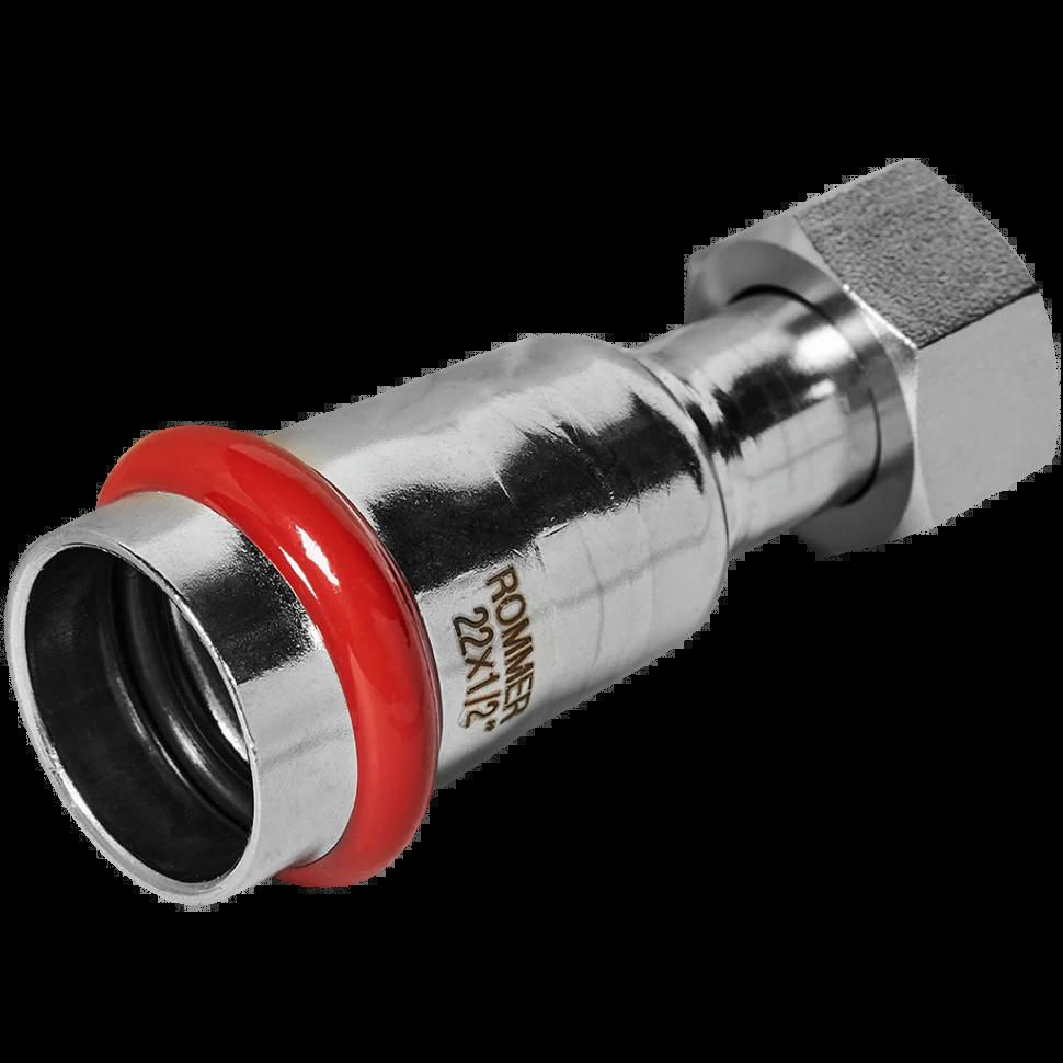 Переходник с накидной гайкой ВР 22х1/2 из нержавеющей стали ROMMER