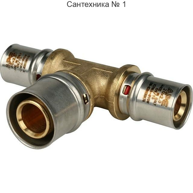 Тройник переходной 20х26х20 для металлопластиковых труб, прессовой STOUT