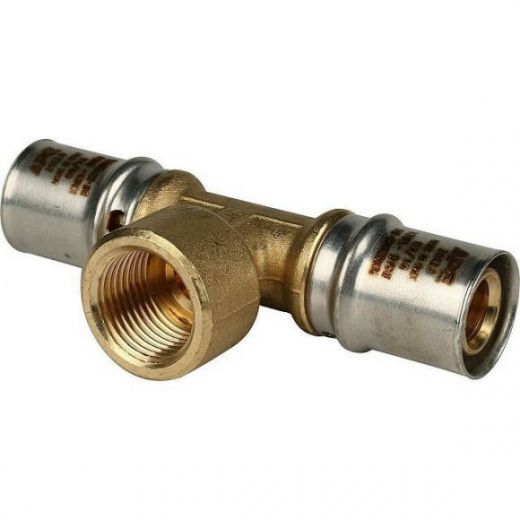 Тройник-переходник с внутренней резьбой 20х1/2"х20 для металлопластиковых труб, прессовой STOUT