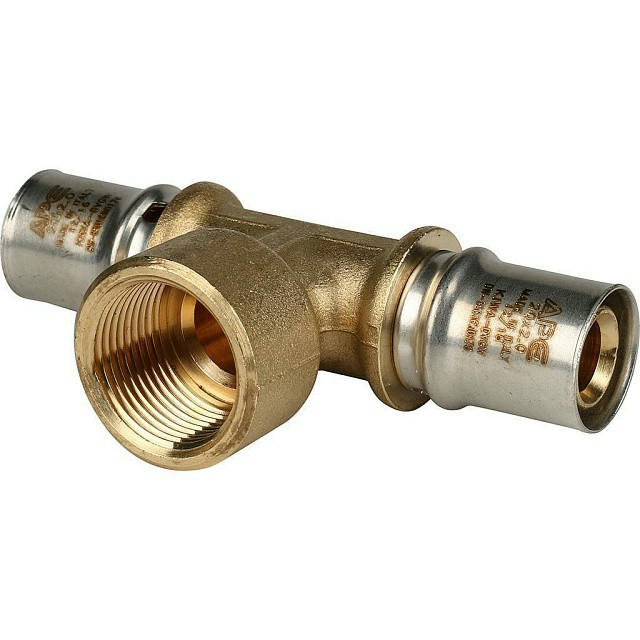 Тройник-переходник с внутренней резьбой 20х3/4"х20 для металлопластиковых труб, прессовой STOUT