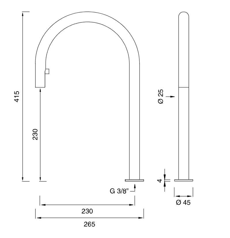 Поворотный излив с выдвижным душем Cea Design FRE143 высота 41,5 см ФОТО