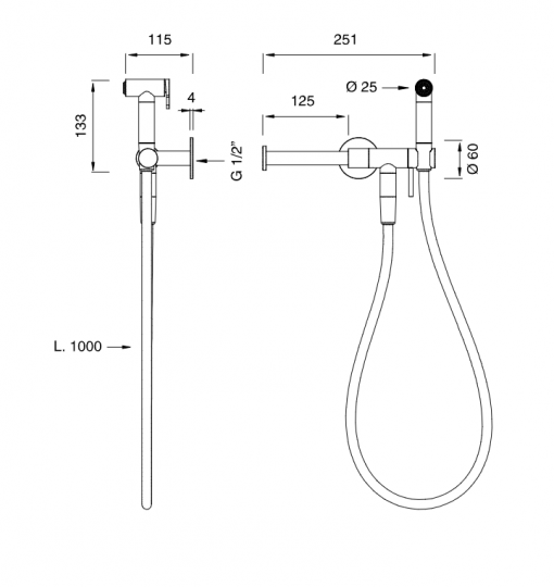Гигиенический душ Cea Design FRE283 с держателем туалетной бумаги и кронштейном схема 2