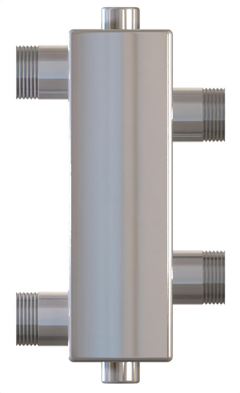 Гидрострелка WGR80S из нержавеющей стали с отводами под воздушный клапан и грязевик Warme