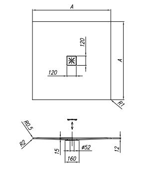 Квадратный душевой поддон Kolpa-San LEROCK ZERO из искусственного камня KERROCK ФОТО