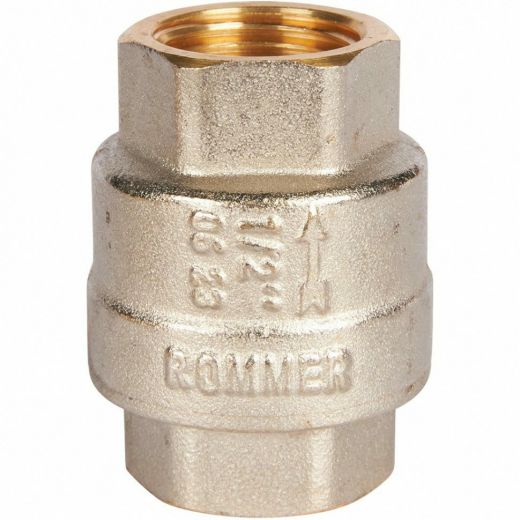 Клапан обратный пружинный муфтовый 1/2" с металлическим седлом ROMMER