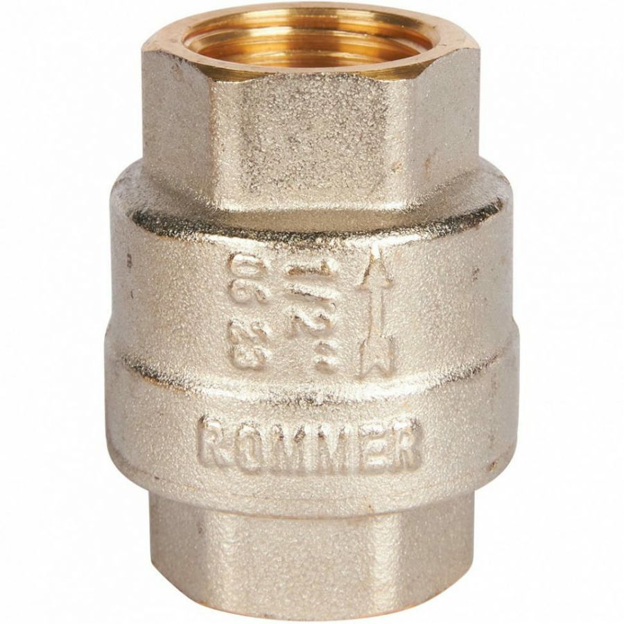 Клапан обратный пружинный муфтовый 1/2" с металлическим седлом ROMMER