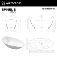 Овальная ванна WHITECROSS Spinel B 155x73 0210.155073 из камня схема 6