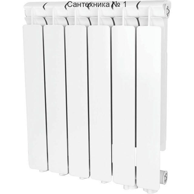 Радиатор алюминиевый секционный BRAVO 500 6 секций, нижнее правое подключение, белый STOUT