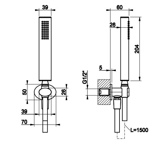 Душевой гарнитур Gessi Shower Sets 21623 схема 2 Душевой гарнитур Gessi Shower Sets 21623 схема 2