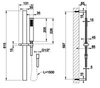 Душевая лейка со штангой Gessi Rettangolo 20145 схема 2 Душевая лейка со штангой Gessi Rettangolo 20145 схема 2