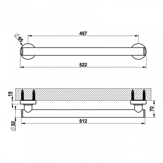 Опорная ручка для ванны и душа Gessi Origini Accessories 58424 схема 2