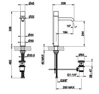 Смеситель для раковины Gessi Habito DIAMANTATO 70603 схема 2 Смеситель для раковины Gessi Habito DIAMANTATO 70603 схема 2