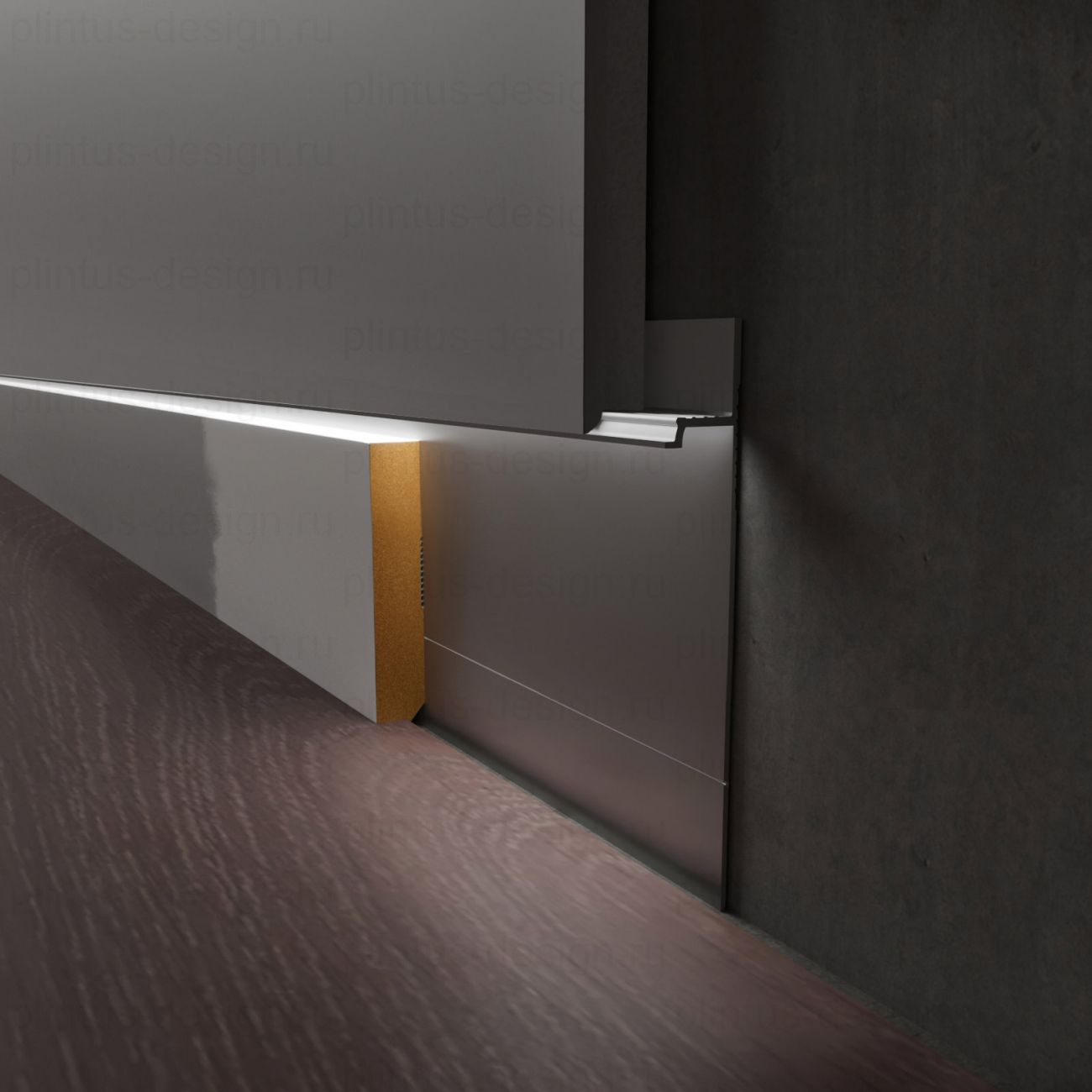 Скрытый плинтус Luxury Wood Decor без покрытия 60 мм