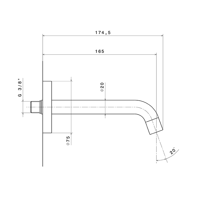 Излив для раковины из стены Newform XT 16854 165 мм ФОТО