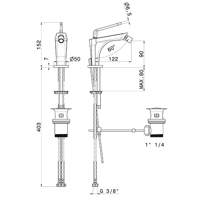 Смеситель для биде Rama Newform O 68425 с донным клапаном ФОТО