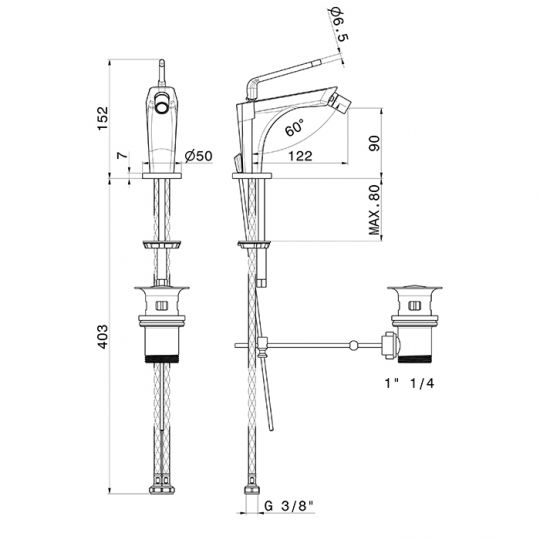 Смеситель для биде Rama Newform O 68425 с донным клапаном схема 6 Смеситель для биде Rama Newform O 68425 с донным клапаном схема 6