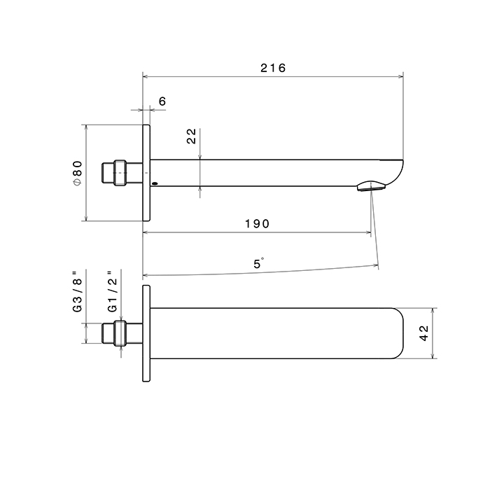 Излив для раковины из стены Newform Extro 69337.21.018 длина 190 мм хром ФОТО