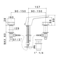 Смеситель встраиваемый для ванны Newform ParkLE 69706 с донным клапаном схема 2
