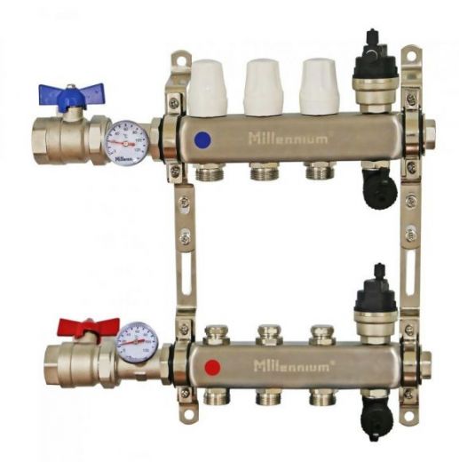 Коллекторная группа 1" 4 выхода с кранами Millennium