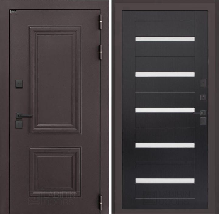 Входная дверь Лабиринт Полярис Лайт - 01 Венге , стекло белое с терморазрывом