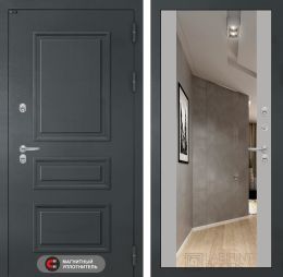 Входная дверь Лабиринт ATLANTIC - Зеркало максимум Грей софт с терморазрывом