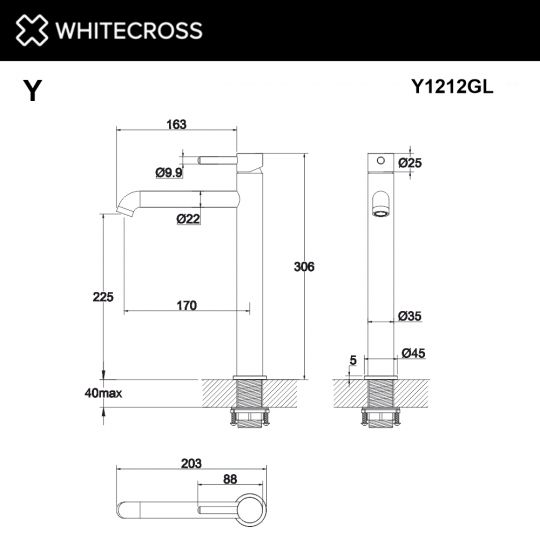 Смеситель для раковины WHITECROSS Y Y1212GL золото ФОТО