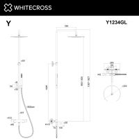 Термостатическая душевая система с изливом наружного монтажа WHITECROSS Y Y1234GL золото схема 3